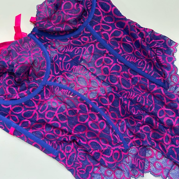 Savage X Fenty Vibrant Pink and Blue Lace Bodysuit 3X NWT - Picture 1 of 4